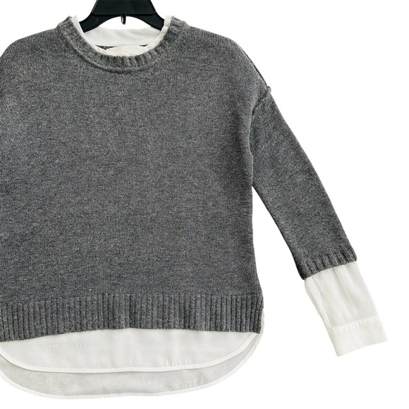 FLAWED Brochu Walker Eton Grey Wool Cashmere Sweater with White Underlay Size XS - Picture 4 of 16